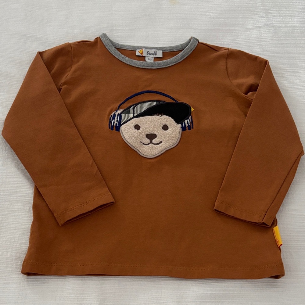 Steiff of Germany Rust Copper Kids Baby Tee Shirt Teddy Bear Size 18-24M